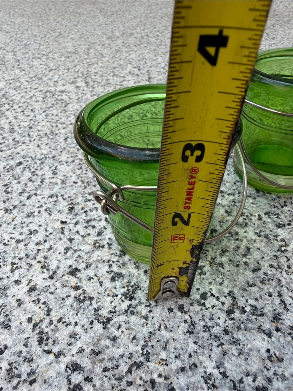 Green Glass Hanging Lantern Votive Set